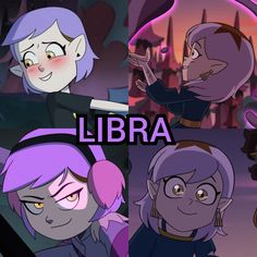 cartoon characters with the words libra above them