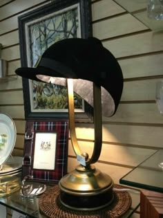 a lamp that is on top of a table