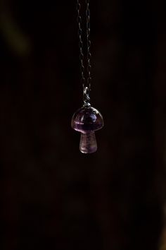 Amethyst Mushroom, Fantasy Core, Little Mushroom, Mushroom Pendant, Necklace Amethyst, Amethyst Gem, Sterling Silver Chain