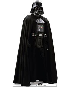 a darth vader cardboard cutout is shown in full color on a white background