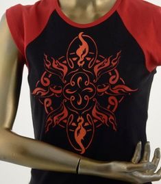 SALE! Sacred Flame Womens Cap Sleeve shirt Red Cotton T-shirt For Festival, Flame Graphic, Fire Training, Cap Sleeve Shirt, Screen Printing Ink, Safety Clothing, Printing Ink, Red And Orange, Hand Screen Printed