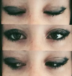 Emo Makeup Inspiration, Non Hooded Eye Makeup, Black Smokey Eyeliner Makeup, Black Eye Makeup For Hooded Eyes, Dark Makeup Brown Eyes, Make Up With Eyeliner, Eyeliner Patterns, Emo Makeup Brown Eyes, Witch Eyeshadow Looks