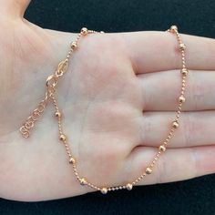 Adorable sterling silver ball anklet with 18ct rose gold plating The anklet is 22cm extending to 25cm with the extension chain Comes in a black box 💫💫 Rose Gold Anklet, Gold Anklet, Anklet Jewelry, Black Box, Online Retail, Gold Plating, Rose Gold Plates, Body Jewelry, Beautiful Earrings