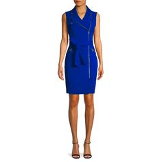 Price $120 Brand New With Tags Color- Ultra Marine Blue Size - 8 Exposed Gold-Tone Hardware Details This Tank Dress For Edgy Moto Styling. Notch Collar Sleeveless Front Zip Closure Side Pockets 94% Polyester, 6% Spandex Calvin Kline Dresses, Calvin Klein Spring Midi Dress For Office, Spring Workwear Dresses With Side Zipper, Calvin Klein Spring Office Dress, Chic Belted Calvin Klein Dress, Calvin Klein Spring Workwear Mini Dress, Chic Calvin Klein Belted Dress, Calvin Klein Belted Knee-length Dress, Calvin Klein Knee-length Belted Dress