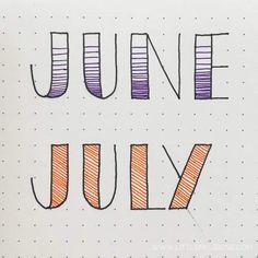 the word june is written with colored pencils