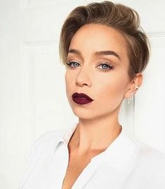 best short hairstyles for women. This one is a pixie cut. Make sure you pick the one that fits your face shape! xo #pixiecut #bobcut #pixie #shorthair Sarah Louwho, Androgynous Haircut, Bold Lip, Hairstyle Trends, Colourpop Cosmetics, Best Short Haircuts, Short Hair Balayage, Very Short Hair, Undercut Hairstyles