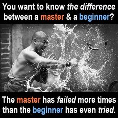 an image of a man with water splashing out of his hands and the words, you want to know the differences between a master & a beginner?