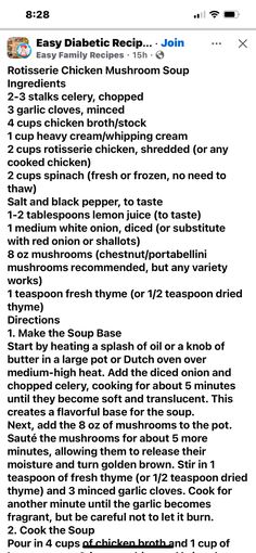 the recipe for chicken soup is shown in this screenshoto screen shot, which shows how to make it