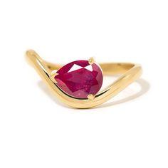 14K Gold Ruby Engagement Ring,Pear Shape Ruby Ring,Natural Ruby Gemstone,Curved Wedding Band,East West Ring,Birthday Gift,Stacking Ring ★ ★ ★  CUSTOM/DUTY-FREE SHIPPING WORLDWIDE, BUYERS DON'T HAVE TO PAY ANY CUSTOM FEES WHILE IMPORTING ★ ★ ★ ★  Details ★ Made to order Material: 14k/18k Gold Color Options: Yellow Gold, White Gold, Rose Gold ★ Center Stone Natural Ruby, Pear Shape Size: 6x8 mm Approx Weight (Ct): 1.04 ★ 100% Natural Diamond and Gemstones ★ Diamond: Round Brilliant cut, G-H Color, SI Clarity ☂ Shipped with Insured Shipping within 4-7 business days. ➦ 100% Free Returns. ➦ Our Jewelry comes with a Lifetime Warranty. (Stone Replacement not included) ✈ We offer free EXPRESS shipping across the world. ★ We can also provide a certificate along with the jewelry. However, it will be Pear-shaped Rings With Tension Setting For Gift, Gold Ruby Engagement Ring, East West Ring, Engagement Ring Pear, Pear Shaped Engagement Rings, Pear Engagement Ring, Ruby Engagement Ring, Curved Wedding Band, Birthday Ring