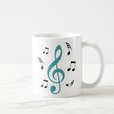 a coffee mug with musical notes on it