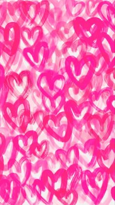 many pink hearts on a white background