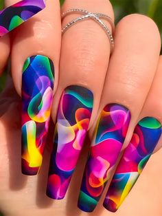 Free Returns ✓ Free Shipping✓. 24pcs Long Ballet Shape Fake Nails, French Rainbow Wave Pattern Full Cover Detachable Nail Art Set, For Women's Party, Dance, Daily Wear- Press On Nails at SHEIN. Tree Nails, Cheap Nail, Gel Nails Diy, Nail Art Set, Dope Nail Designs, Color Nails, Nails Glitter, Nails French, Nail Art Kit