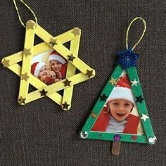 an ornament shaped like a christmas tree with a star hanging from it