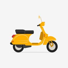 a yellow scooter on a white background is shown in the image, it appears to be an illustration