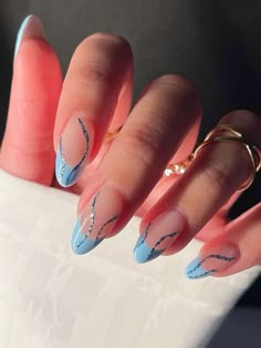 Baby Blue Nails, Fake Nails With Glue, Prom Nails