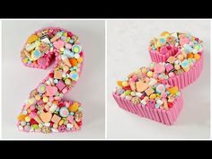 the number two is made out of pink cupcakes and sprinkles