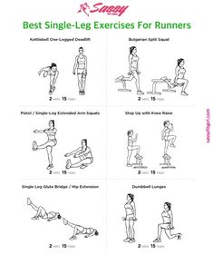 the best single - leg exercises for runners are shown in this exercise manual, with instructions to