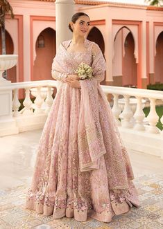 FSN-04 - Ruzova - Neorah Collection by Faiza Saqlain 2024 - Memsaab Online Faiza Saqlain, Frock Style, Semi Formal Wear, Embroidered Bodice, Chiffon Collection, Modest Wear, Silk Trousers, Pakistani Designers