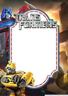 an image of a frame with a transformer character in the center and a sign that says