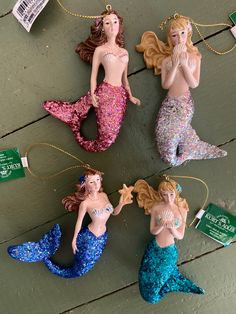 Tropical Christmas Resin Mermaid W/Glitter Christmas Ornament - Deer Creek Mercantile Tropical Christmas Decorations, Glitter Christmas Ornaments, Mermaid Christmas Ornaments, Resin Mermaid, Christmas Resin, Mermaid Christmas, Tropical Christmas, Bar Gifts, Christmas Tree Themes