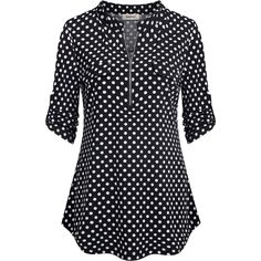 Material: 95% Polyester And 5% Spandex,This Dressy Blouses For Women Is Lightweight,Soft And Comfy,Will Not Cling Your Skin And Make You Feel Breathable,A Professional Looking And Cute Top Shirt,Can Bright Up Your Wardrobe. Features:3/4 Cuffed Sleeve/V Neck/Zip Up/Cute Fake Pocket/Floral Printed/Polka Dot/Back Pleated/Adjustable Front Zipper/Solid Fabric/A Line/Feminine Detail/Basic T Shirt For Women/Slimming Fit/Business Casual Clothes For Office Work Wear/Ladies Formal Career Top/Fashion And V Dressy Blouses For Women, Business Casual Clothes, Dressy Blouses, Floral Blouses, Tunic Tops For Leggings, Spring Fashion Chic, Women Tunic, Chiffon Tops Blouses, Chiffon Blouses