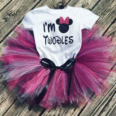 i'm toodles shirt and tutule set with minnie mouse ears on it