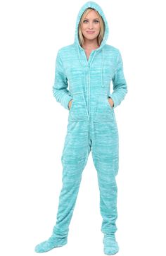 Textured Aqua Adult Footie Pajamas, Winter Pjs, Adult Onesie Pajamas, Bedtime Outfit, Womens Onesie, Footie Pajamas, Footed Pajamas, Buy Clothes Online, Adult Pajamas