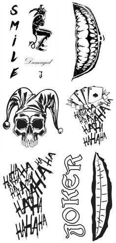 several different types of tattoos on a white background