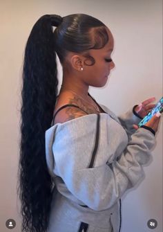 Glam Ponytail Hairstyles Black Women, Cute Hairstyles Black Women Ponytail, Easy Hairstyles On Self, Wet Wavy Ponytail Weave, Ponytail With Curly Hair Black Women, Two Ponytails With Weave Black Women, Sleek Bodywave Ponytail, Slick Back Deep Wave Ponytail, Deep Wave Sleek Ponytail