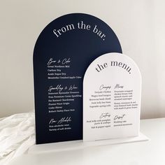 the menu card is designed to look like an arch