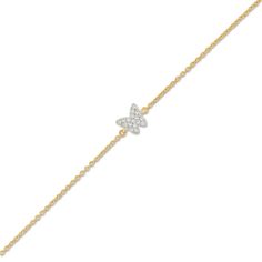 Inspire a sweet new look when you wear this petite butterfly multi-diamond bracelet in 10K gold. Fashioned in warm 10K gold Diamonds sparkle along the center butterfly-shaped design. Wear this style solo for a cute look or add a playful touch to your bracelet stack. Captivating with 1/20 ct. t.w. of diamonds This cable chain bracelet includes a 2.0-inch extender and secures with a lobster claw clasp. 8.0-inch maximum length. Butterfly Shape, Bracelet Stack, Adjustable Bracelet, 10k Gold, Cable Chain, Lobster Claw, Chain Bracelet, Diamond Bracelet, Gold Diamond