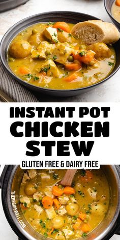 the instant pot chicken stew is ready to be eaten