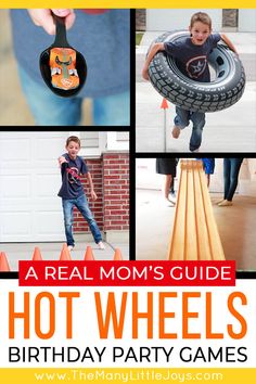 Hotwheels Birthday Party Games, Monster Car Birthday Party, Got Wheels Birthday, Race Car Birthday Party Ideas Games, Cars Party Games, Car Birthday Games, How Wheels Birthday Party, Hot Wheels Birthday Games, Racing Birthday Party Games