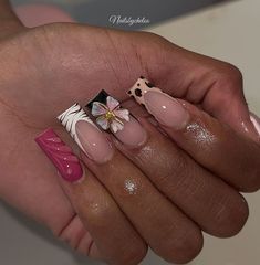 French Tip Flower Nails, French Tip Flower, Ballerina Acrylic Nails, Drip Nails, French Acrylic Nails, Dope Nail Designs, Exotic Nails