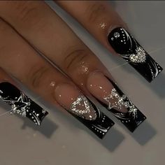 24 Reusable Press On Nails Reusable Color May Vary Due To Lighting Size One Size Condition New Reusable Comes With Mini Nail File And Glue Adhesive Strips Nails Color Black, Black French Nails, Simple Acrylic Nails, Dope Nail Designs, Really Cute Nails, Press Ons