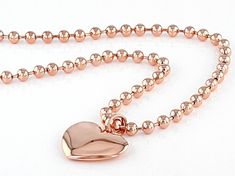 Timna Jewelry Collection™ Copper Beaded Heart Charm Necklace. Measures Approximately 0.85"L x 0.84"W. Lobster Claw Clasp. Heart Shaped Ball Chain Necklace For Valentine's Day, Heart-shaped Ball Chain Necklace For Valentine's Day, Valentine's Day Gift Ball Chain Necklace, Heart Shaped Ball Chain Necklace For Gift, Heart-shaped Ball Chain Necklace Gift, Valentine's Day Jewelry With Heart Charm And Round Beads, Valentine's Day Heart Necklace With Beaded Chain, Heart-shaped Beaded Chain Jewelry For Valentine's Day, Beaded Heart