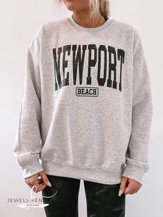 Newport Beach Crewneck - Jewels Kennedy Designs Beach Crewneck, Cute Sporty Outfits, Her Aesthetic, Aesthetic Sweatshirt, Trendy Crewneck, Trendy Fits, Oversized Crewneck, Beach Design, Sporty Outfits