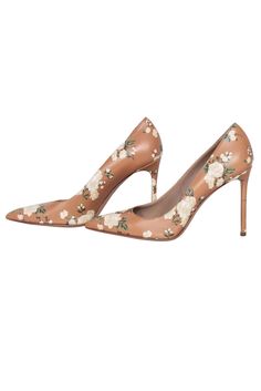 Let your style bloom at the office with a pair of classic Michael Kors pumps! This timeless workwear staple is brought to the next level with its gorgeous floral print and chic stiletto heel. These leather beauties pair perfectly with your favorite power suit or a green sheath dress for a polished look. Size 10 (MK 41) Leather Made in Italy Pointed-toe Stiletto heel Heel height 4.25" Chic Spring Heels With Floral Print, Spring Floral Print Pointed Toe Heels, Chic Floral Print Heels For Spring, Chic Spring Floral Print Heels, Chic Floral Print Heels With Round Toe, Feminine Fitted Heels With Floral Print, Feminine Spring Office Heels, Spring Floral Print High Heels, Feminine Fitted Floral Print Heels