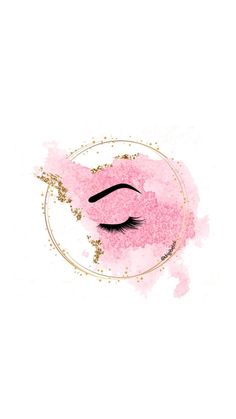 a pink eye with gold glitter around it