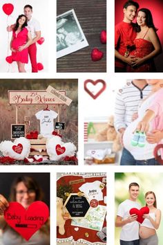 a collage of valentine's day pictures with hearts and photoshopped on them