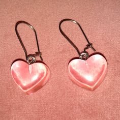 Handmade For The Katta Kitty Closet. Approximately 1 1/4" Top To Bottom Light , Slightly Translucent Pink Looks Like Gummies Or Hard Candy To Me. Resin Hearts. Cute But Simple Design, A Little Bit 80s Minimalist Design For Boho Anthro Lovers. These Don't Weigh Much So If Your Ears Are Sensitive To Weight These Should Be Fine. Stainless Steel Kidney Wires Close In The Back So They Can't Fall Off And Don't Require Separate Backs. Better Quality Than Most Earrings Come With. Most People Can Wear St Retro Heart Earrings For Valentine's Day, Retro Heart-shaped Earrings For Valentine's Day, Retro Heart-shaped Jewelry For Valentine's Day, Vintage Pink Heart Earrings For Valentine's Day, Vintage Heart-shaped Earrings For Party, Vintage Heart Earrings For Valentine's Day, Handmade Vintage Heart Earrings, Vintage Handmade Heart Earrings For Valentine's Day, Handmade Vintage Heart Earrings For Valentine's Day