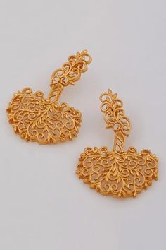 Shop for Opalina Soulful Jewellery Handcrafted Filigree Danglers Online at Aza Fashions Gold Plated Yellow Gold Chandelier Earrings With Filigree, Yellow Gold Plated Filigree Chandelier Earrings, Yellow Gold Plated Chandelier Earrings With Filigree, Intricate Design Chandelier Earrings For Reception, Elegant Danglers With Intricate Design For Reception, Gold Chandelier Earrings With Intricate Design For Reception, Elegant Gold Chandelier Earrings For Reception, Gold Bridal Earrings With Intricate Design For Reception, Elegant Filigree Gold-plated Danglers