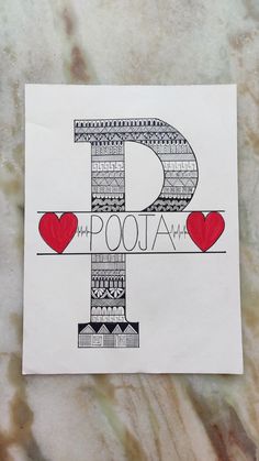 the letter p is made up of hearts and letters that spell out poopa