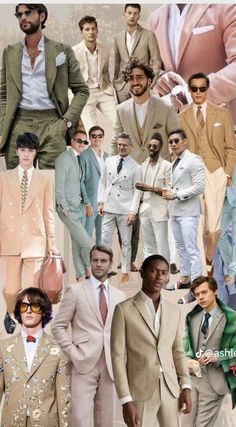 a collage of men's suits and ties in different colors, sizes and styles