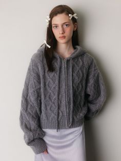 Editor's NotesThe THETIS’s Mohair Twisted Zip Up Cardigan features a hairy touch of the fabric and a loose fit with cable knit detail that creates a casual and charming mood. The mohair blended fabric is soft and cozy and the front zipper detail makes the cardigan easy and comfortable to wear.- Casual and charming mood- Cable knit design- Soft and hairy fabric- Can be styled variouslyMeasurements(in.)One Size- Shoulder: 23.03 in.- Chest: 21.65 in.- Armhole: 11.81 in.- Sleeve (hem): 22.05/4.72 in Mohair Fabric, Zip Up Cardigan, Zipper Detail, Knitting Designs, Front Zipper, Cable Knit, Knit Crochet, Sweater Cardigan, New Look