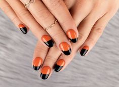 30+ Burnt Orange Nails To Complete FallInspired Looks Nail Art Fall Colors, Black Gel Nails, Orange Nail Designs, Orange Nail Polish, Black Nail Polish, Nail Polish Kits, Latest Nail Art, Ballerina Nails, Summer Acrylic Nails