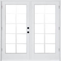 a white double door with black trim and sidelights on the glass doors are open