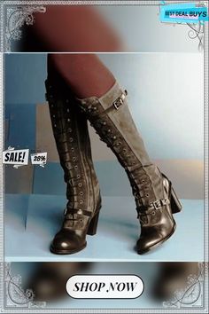 Women's Vintage Lolita Style Boots Fitted Mid-calf Boots For Fall With Closed Toe, Fitted Mid-calf Boots For Fall, Fall Party Knee-high Moto Boots, Retro Pointed Toe Boots, Punk Style Knee-high High Heel Boots For Fall, Fitted Punk Style Heeled Boots For Fall, Vintage Fitted Lace-up Boots For Fall, Fitted Punk Knee-high Boots For Fall, Fitted Vintage Lace-up Boots For Fall