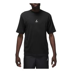 Air Jordan Flight Heritage 85 T-Shirt 'Black' FB7385-010 Black Crew Neck Sporty T-shirt, Casual Black Sports T-shirt, Black Moisture-wicking Short Sleeve Shirt, Black Graphic Tee For Sports, Black Sporty Short Sleeve Shirt, Black Moisture-wicking Graphic Tee, Black Crew Neck Shirt For Sports, Black Crew Neck Sports Top, Black Short Sleeve Sports Tops