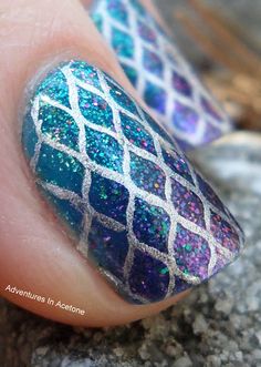 Mermaid Tail Nails.  From Adventures in Acetone. Mermaid Tail Nails